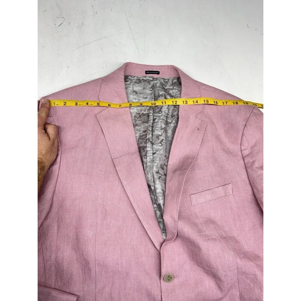 Joseph Abboud Men’s 2 Piece Pink 100% Linen Suit 48R 42x30 Summer Wedding Casual